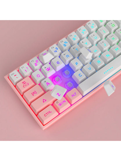 Magegee TS91 60% round Keycaps Wired Keyboard 68 Keys RGB Backlight Small Portable Office Computer Membrane Keyboard for Windows Tablet Laptop Office Home Use White