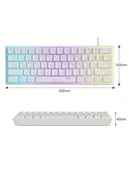 Magegee TS91 60% round Keycaps Wired Keyboard 68 Keys RGB Backlight Small Portable Office Computer Membrane Keyboard for Windows Tablet Laptop Office Home Use White