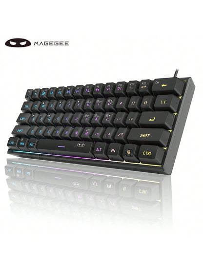 Magegee TS91 60% round Keycaps Wired Keyboard 68 Keys RGB Backlight Small Portable Office Computer Membrane Keyboard for Windows Tablet Laptop Office Home Use White