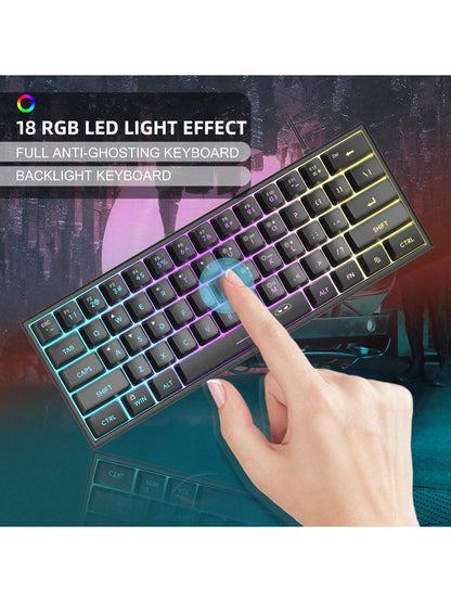 Magegee TS91 60% round Keycaps Wired Keyboard 68 Keys RGB Backlight Small Portable Office Computer Membrane Keyboard for Windows Tablet Laptop Office Home Use White