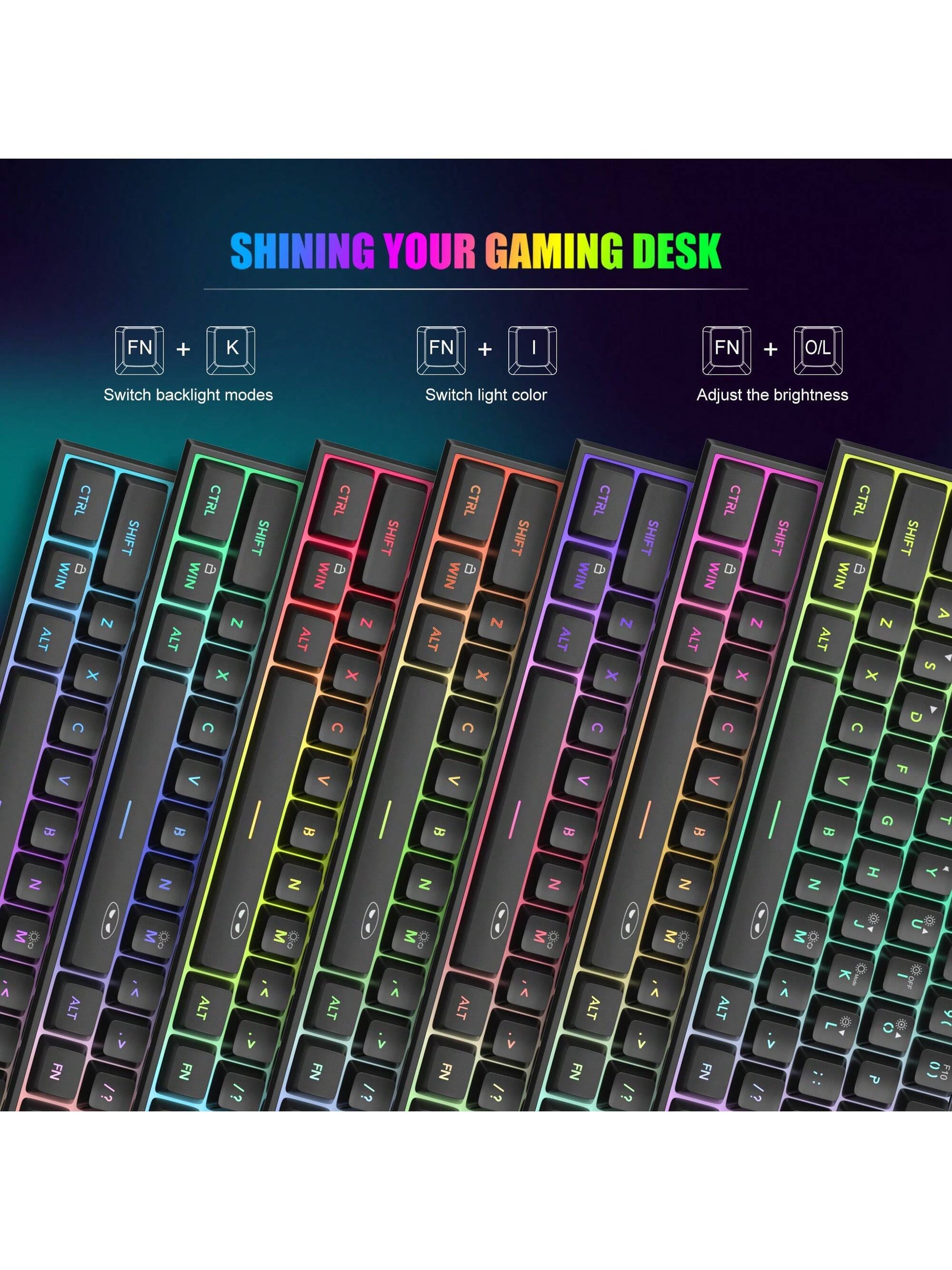 Magegee TS91 60% round Keycaps Wired Keyboard 68 Keys RGB Backlight Small Portable Office Computer Membrane Keyboard for Windows Tablet Laptop Office Home Use White