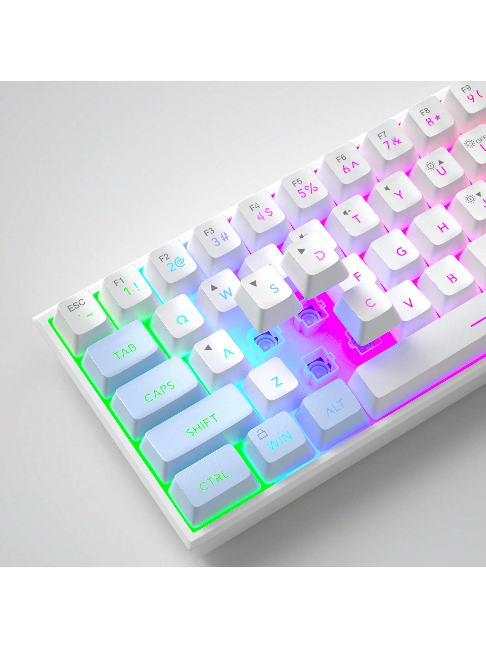 Magegee TS91 60% round Keycaps Wired Keyboard 68 Keys RGB Backlight Small Portable Office Computer Membrane Keyboard for Windows Tablet Laptop Office Home Use White