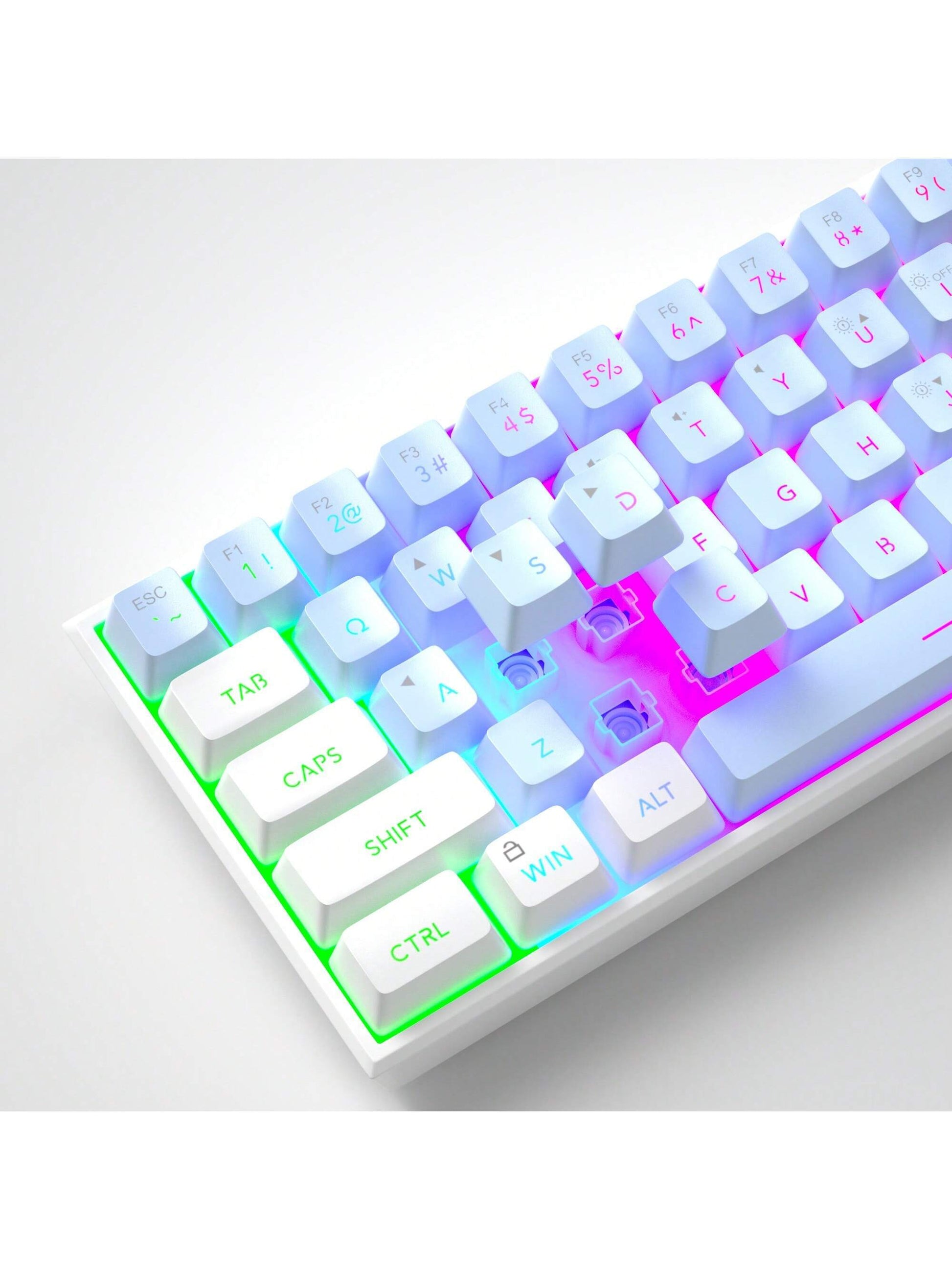 Magegee TS91 60% round Keycaps Wired Keyboard 68 Keys RGB Backlight Small Portable Office Computer Membrane Keyboard for Windows Tablet Laptop Office Home Use White