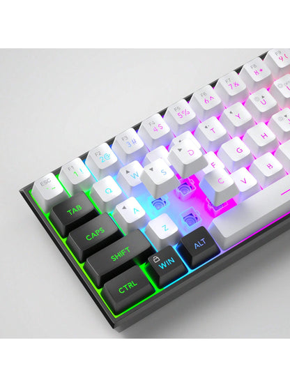 Magegee TS91 60% round Keycaps Wired Keyboard 68 Keys RGB Backlight Small Portable Office Computer Membrane Keyboard for Windows Tablet Laptop Office Home Use White
