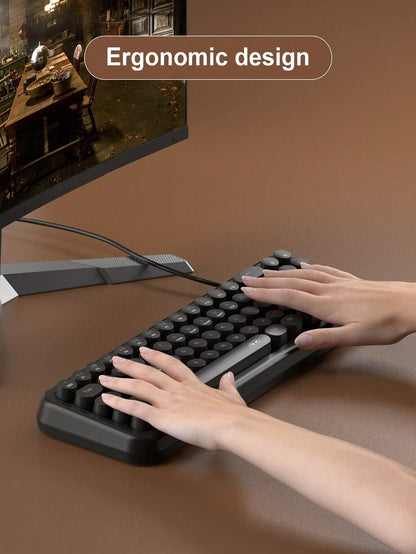 Magegee TS91 60% round Keycaps Wired Keyboard 68 Keys RGB Backlight Small Portable Office Computer Membrane Keyboard for Windows Tablet Laptop Office Home Use White